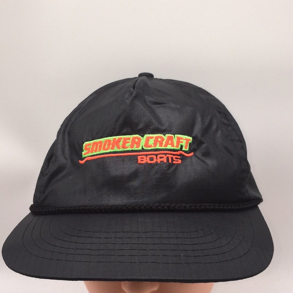 Vintage Smoker Craft Boats SnapBack Hat Black Watercraft Marina Dealer Fisherman
